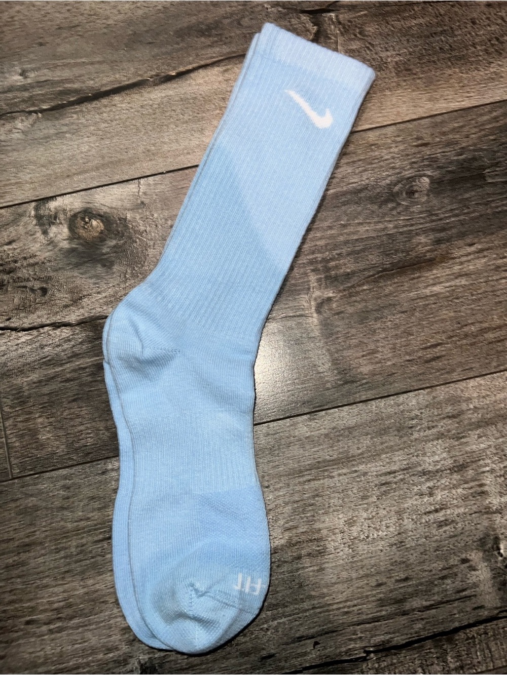 Nike Baby Blue Crew Socks with White Swoosh - Picture 3 of 4